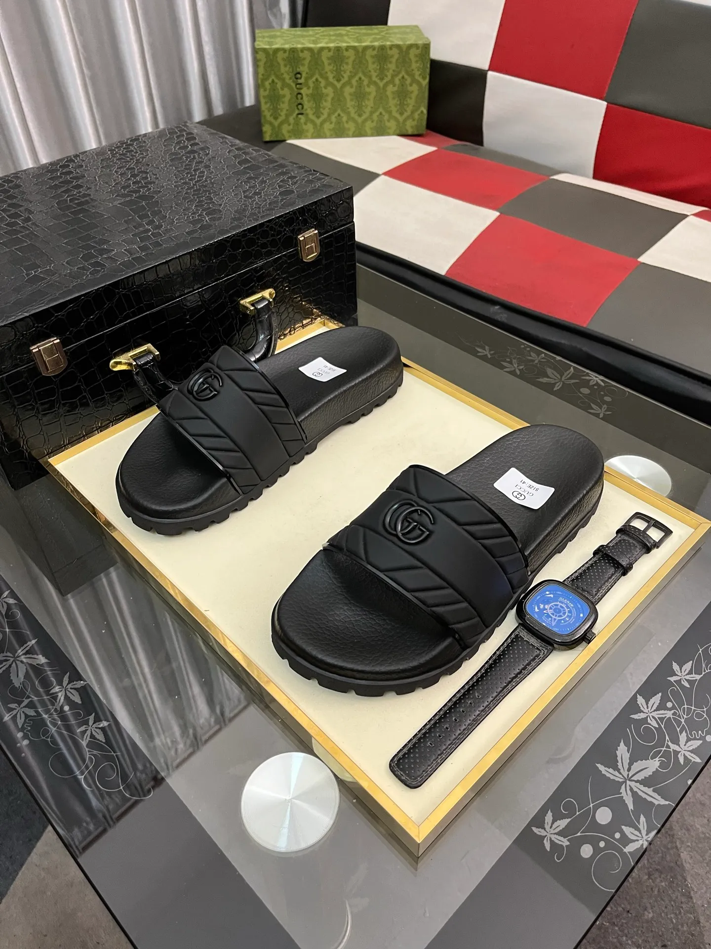 Men's men's shoes💰260⌚️⌚️ＧＵＣＣＩ.Gucci.Official website 1:1 popular slippers hot sale! Original original material 🩴 SIZE: 38-46 (45.46 non-refundable)